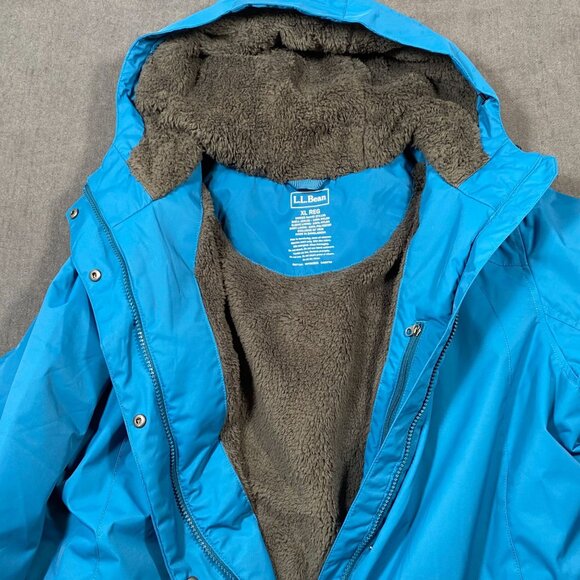L.L. Bean Blue Raincoat Jacket W/ Sherpa Fleece Lining Womens size XL - Picture 2 of 11